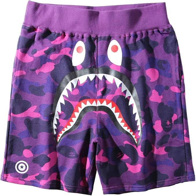 purple bape shark short